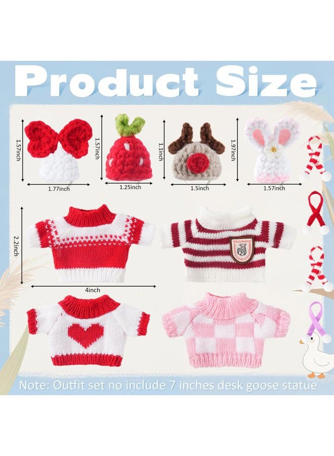 linastu 4 Set 7inch Desk Goose Outfits, Mini Desktop Goose clothes Desk Goose Accessories Set for Magnetic Goose Statue (Hat+ Cloth) Red - Image 2