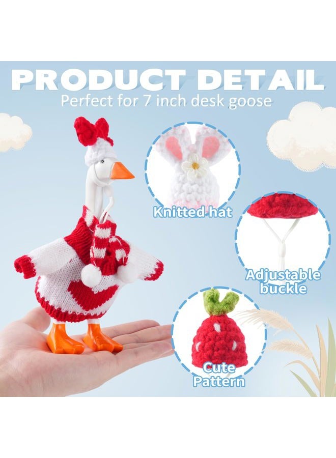 linastu 4 Set 7inch Desk Goose Outfits, Mini Desktop Goose clothes Desk Goose Accessories Set for Magnetic Goose Statue (Hat+ Cloth) Red - Image 3