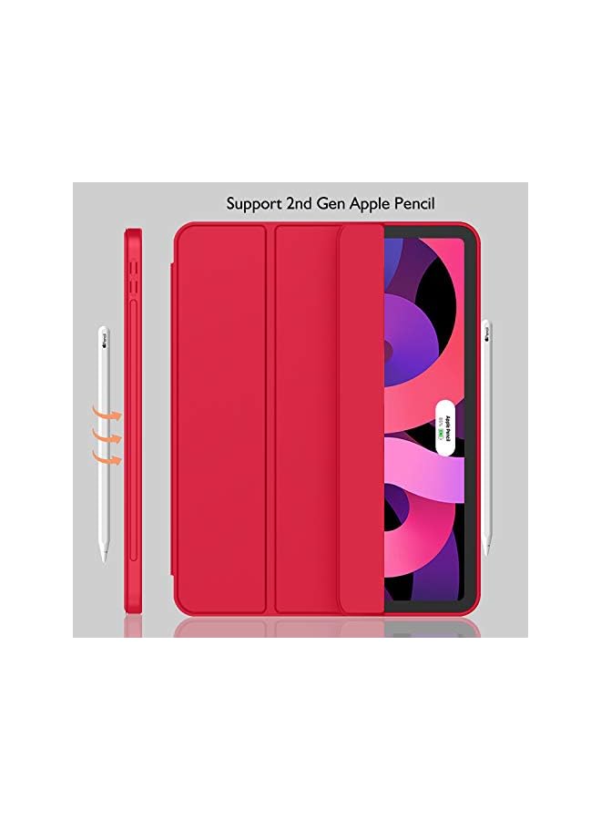 DUSALA iPad Air 11 Inch Case M3(2025) / M2 (2024), iPad Air 5th/4th Generation Case 2022/2020 10.9 Inch with Pencil Holder,Trifold Stand Smart Case with Soft TPU Back(Red) - Image 3