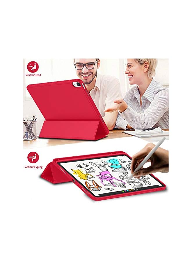 DUSALA iPad Air 11 Inch Case M3(2025) / M2 (2024), iPad Air 5th/4th Generation Case 2022/2020 10.9 Inch with Pencil Holder,Trifold Stand Smart Case with Soft TPU Back(Red) - Image 5