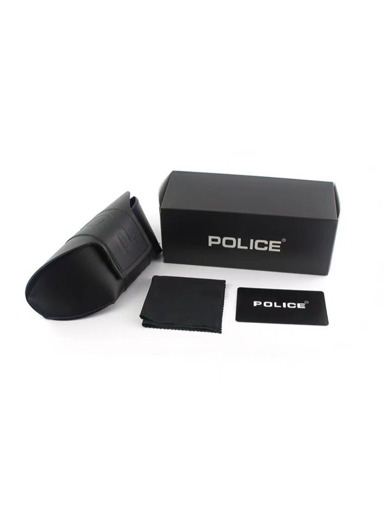 POLICE High Quality Men's Sun Polarized Glasses Metal High-end Sunglasses Gun Silver Frame with Crystal Blue Lenses - Image 5