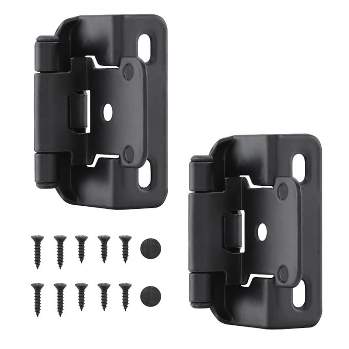 50 PACKS 25 PAIRS 12 OVERLAY CABINET HINGES SELFCLOSING SEMI PARTIAL WRAP KITCHEN CABINET DOOR HINGE BLACK HINGES FOR KITCHENCUPBOARD DOORS