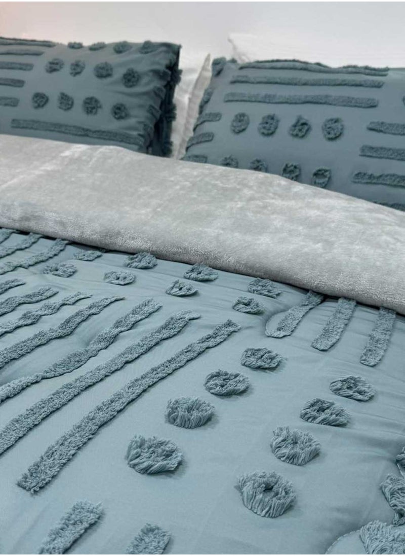 Family Bed Plain embroidered cotton quilt 3 pieces, size 220 x 240 cm, model 4102 from Family Bed  - Image 2