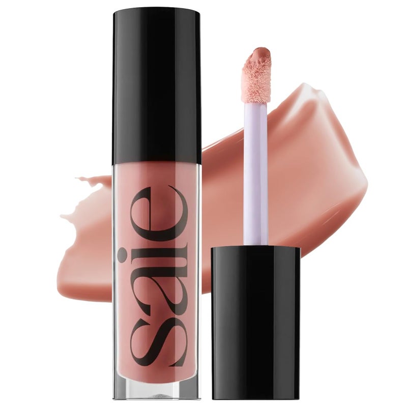 Saie Glossybounce Hydrating Lip Gloss and Tinted Lip Oil Hybrid with Hyaluronic Acid Jojoba Oil for NonSticky UltraShiny Plump Soft Lips Everyday Makeup Essential Dip 17 oz - Image 2