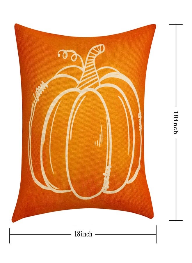 Hongsome Fall Decor-Throw Pillow Covers 18x18 in Set of 4,Pumpkin Linen Pillow Case for Thanksgiving Couch Autumn Holiday Home Outdoor Burnt Orange White Decorations - Image 2