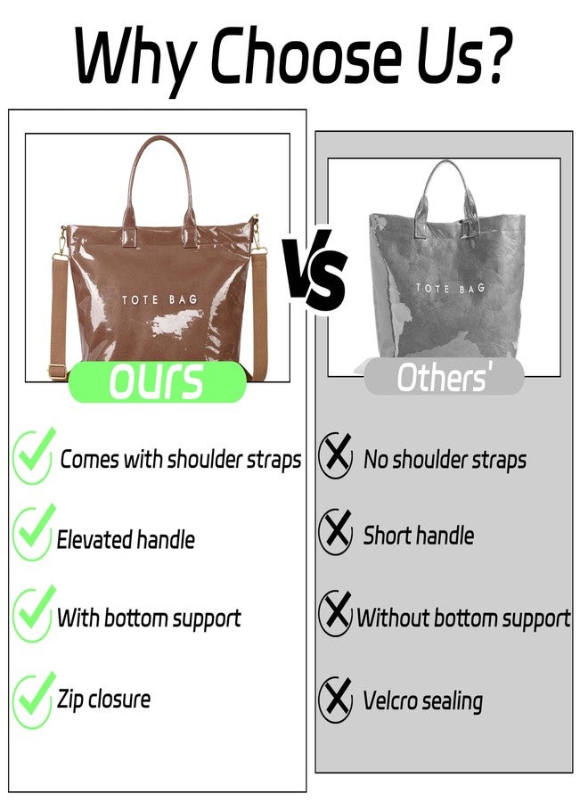 GISMTR Large PVC Tote Bag for Women Letters Print Handbags Kraft Paper Shoulder Bag for Work Travel, Coffee - Image 5