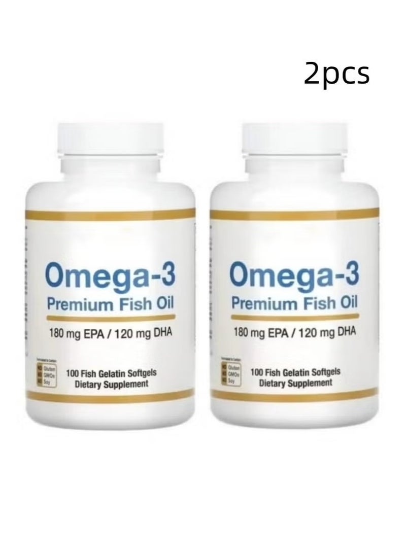 أوميغا زيت سمك أوميغا-3 فاخر بتركيبة مركزة مع EPA وDHA – عبوتان (200 كبسولة جيلاتينية) لدعم صحة القلب والدماغ والجهاز المناعي – يساعد في الحفاظ على ملف دهون مثالي – خالٍ من الغلوتين وغير معدل وراثيًا، كبسولات من جيلاتين السمك (قد يختلف شكل العبوة) - Image 1