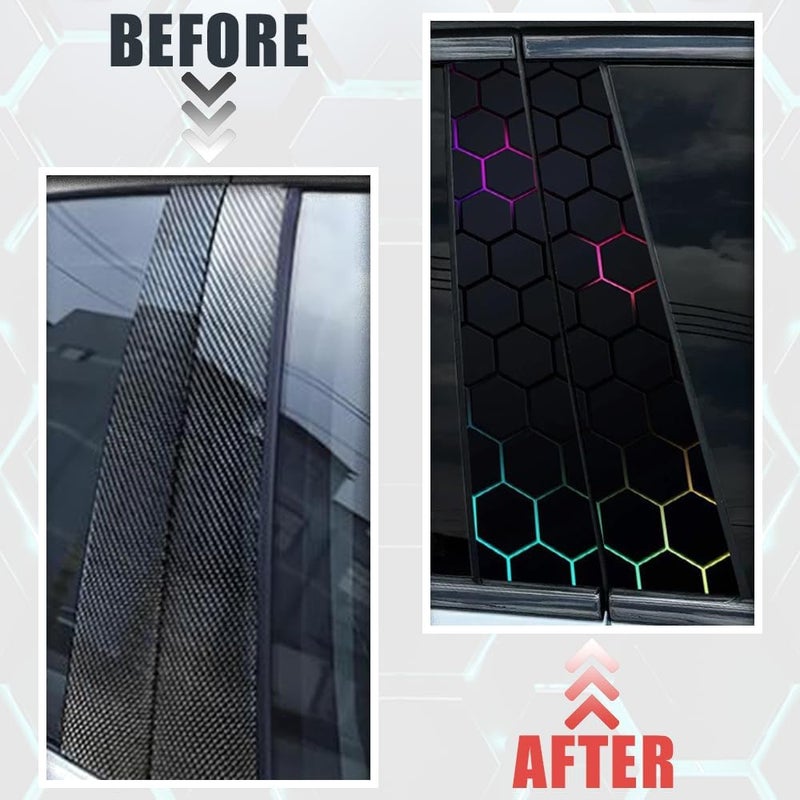 AuMoHall 2 PCS Honeycomb Car Center Pillar Stickers - Holographic Laser Vinyl Decals - Image 5