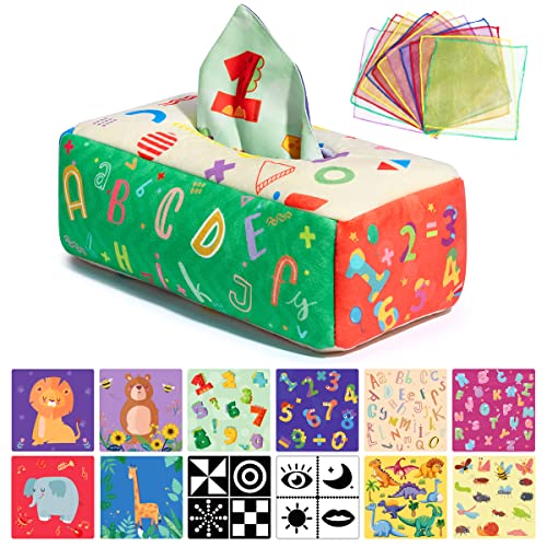 URMYWO Baby Tissue Box Toy Montessori Baby Toys for 612 Months 1 Year Old Boy Girl Soft Crinkle Sensory Toys for Infant Toddlers Stocking Stuffers Baby Boy Girl Gifts - Image 1