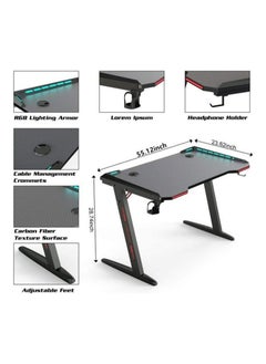 Royal Polar RoyalPolar Gaming Desk with RGB LED Lights wireless remote PC Computer Desk Z Shaped Gamer Home Office Table with Handle Rack Cup Holder  Headphone Hook  - Image 3