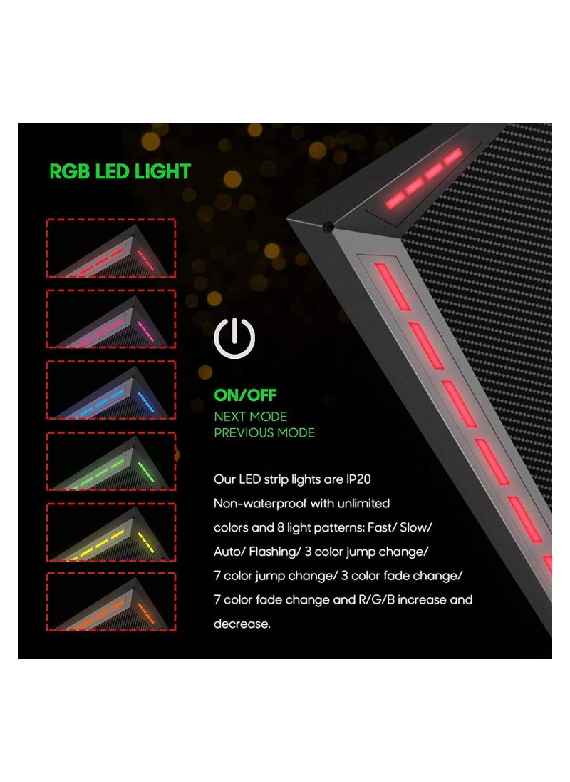 Royal Polar - RoyalPolar Gaming Desk with RGB LED Lights wireless remote PC Computer Desk Z Shaped Gamer Home Office Table with Handle Rack Cup Holder  Headphone Hook - Image 1