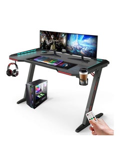 Royal Polar RoyalPolar Gaming Desk with RGB LED Lights wireless remote PC Computer Desk Z Shaped Gamer Home Office Table with Handle Rack Cup Holder  Headphone Hook  - Image 1