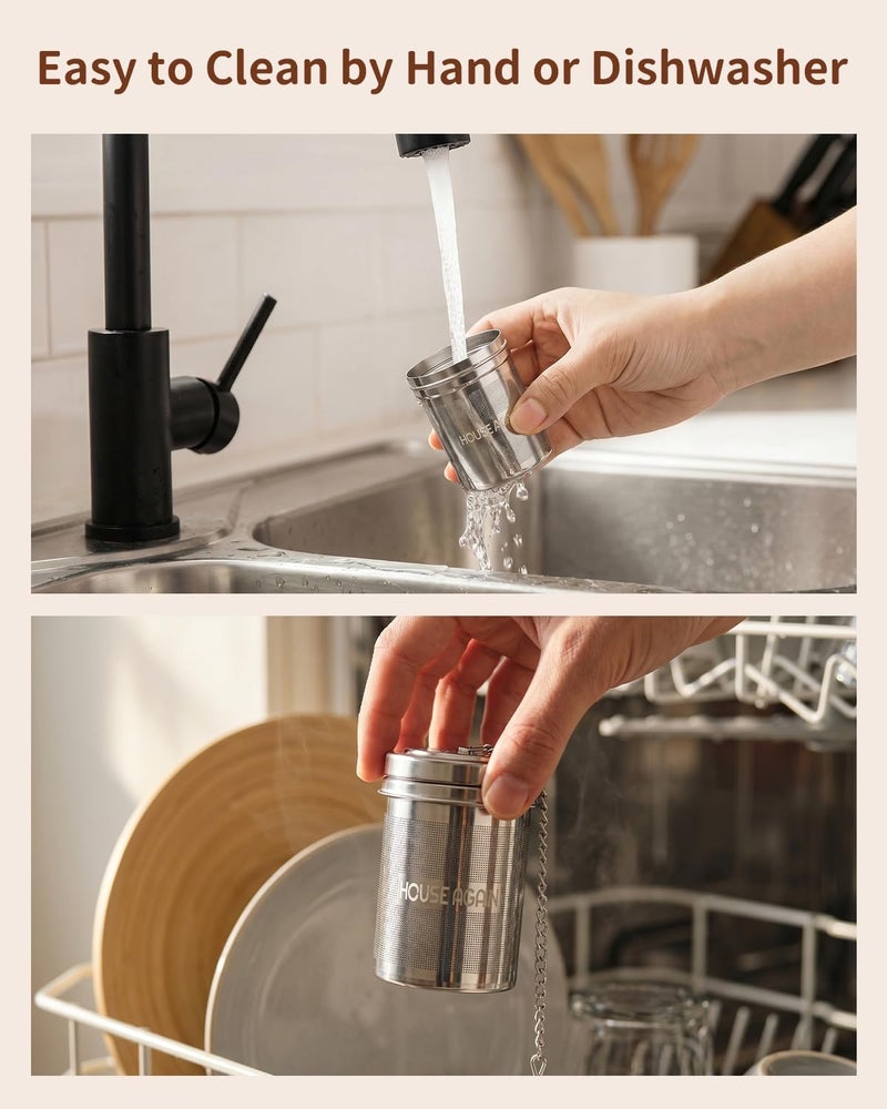 HOUSE AGAIN Large Tea Infuser with Scoop, Extra Fine Mesh Tea Strainers for Loose Tea & Spice Infuser for Cooking, 304 Stainless Steel, Loose Leaf Tea Steeper for Brew Tea Spices & Seasonings - Image 5