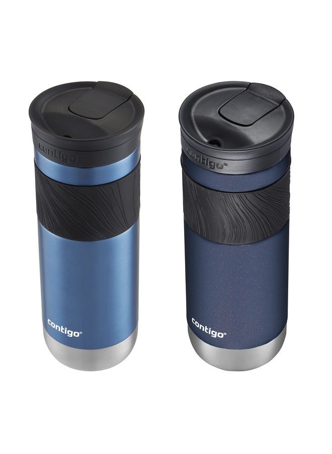 Contigo Contigo SNAPSEAL Insulated Stainless Steel Travel Mug with Grip, 20oz., Blue Corn Transparent Satin & Midnight Berry  - Image 2