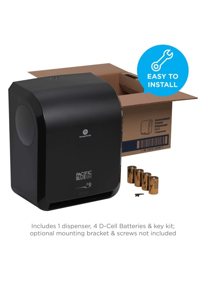 Georgia-Pacific Pacific Blue Ultra 8 High-Capacity Automated Touchless Paper Towel Dispenser by GP PRO   Black 59590 12.9 W x 9 D x 16 H 1 Dispenser  - Image 4