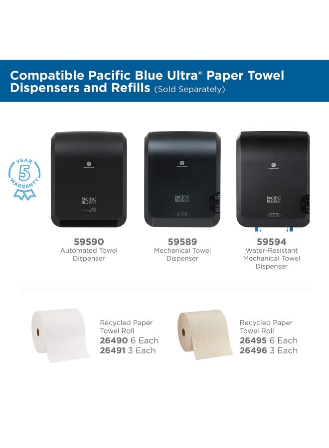 Georgia-Pacific Pacific Blue Ultra 8 High-Capacity Automated Touchless Paper Towel Dispenser by GP PRO   Black 59590 12.9 W x 9 D x 16 H 1 Dispenser  - Image 5