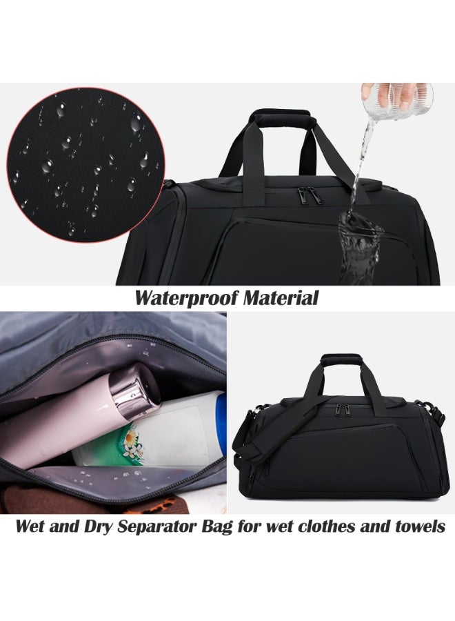 شابية حقيبة ظهر رياضية كبيرة 45 لترًا للرجال والنساء، مقاومة للماء، حقيبة رياضية للياقة البدنية، حقيبة سفر في عطلة نهاية الأسبوع، حقيبة حمل مع جيب للأحذية والرطوبة والعزل وحجرة للكمبيوتر المحمول - Image 5