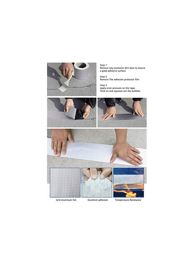 promass Professional Waterproof Butyl Rubber Tape External Aluminium Foil Suitable for Roof Leak, Surface, Window Sill Gap, Pipe Rupture, Boat Sealing, Etc (5cm X 5meter) - Image 3