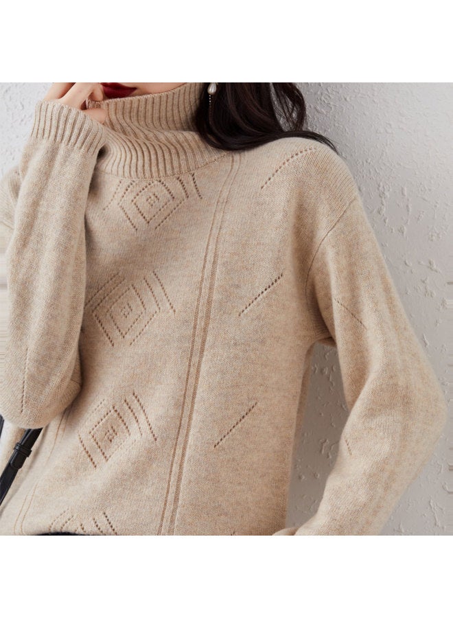 Hengyuanxiang Winter Coat Essentialfashion Jacquard High-Neck Wool Knitted Pullover Sweater - Image 3