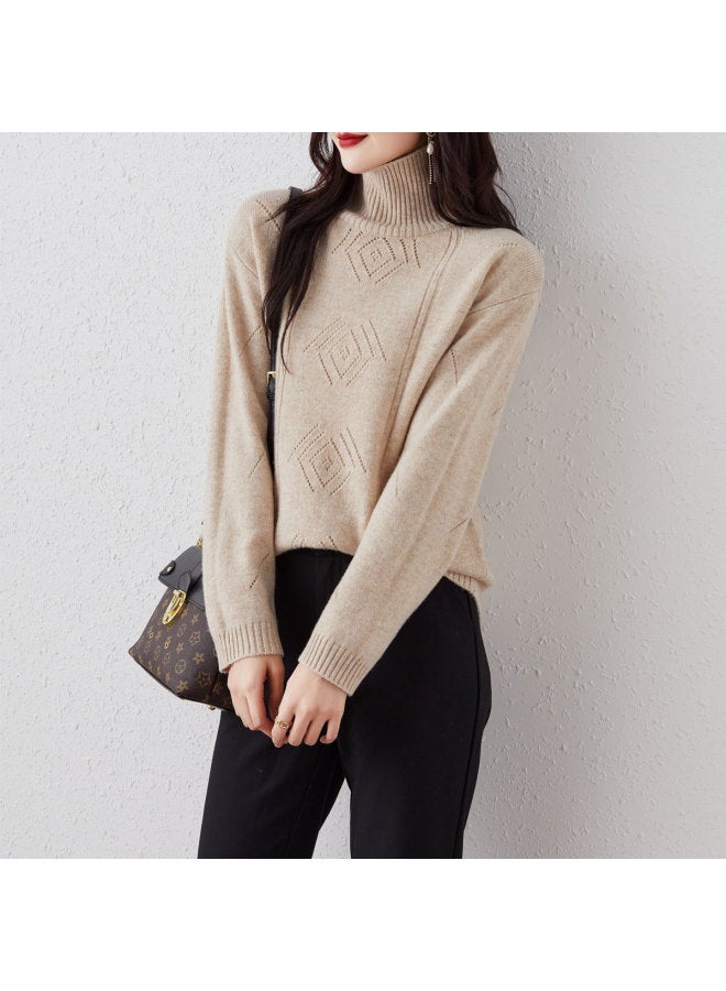 Hengyuanxiang Winter Coat Essentialfashion Jacquard High-Neck Wool Knitted Pullover Sweater - Image 5
