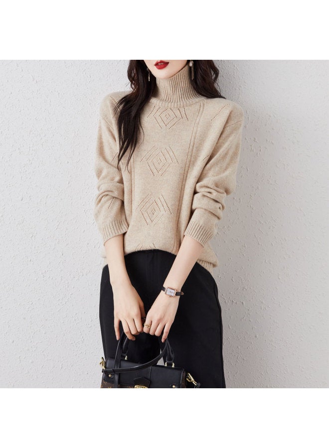 Hengyuanxiang Winter Coat Essentialfashion Jacquard High-Neck Wool Knitted Pullover Sweater - Image 2