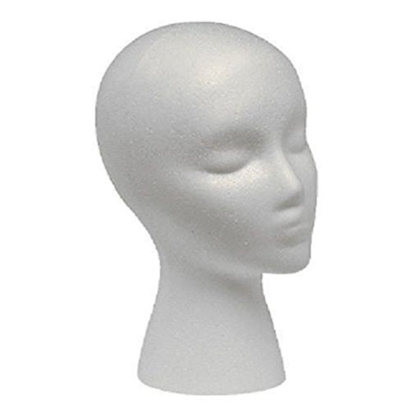 Female Styrofoam Mannequin Head Model  WigHat Display Stand  Art Work Painting Novelty  Foam White by LIAMTU