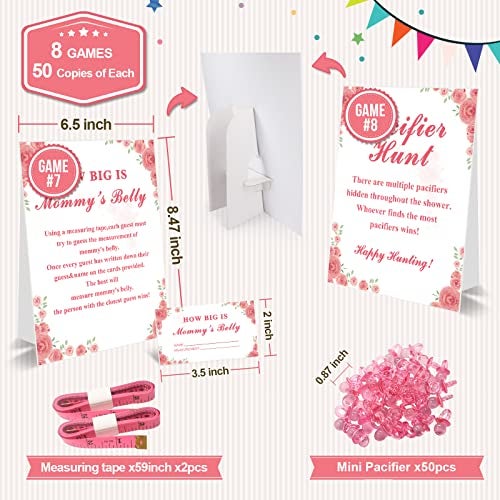 OLOUTAB Baby Shower Games for Girl-8 Games,Fun and Easy to Play,Includes Baby Shower Bingo,Price is Right,Guess Who Mommy or Daddy,Word Scramble,Prediction and Advice,How Big is Mommys Belly,Pacifier Hunt - Image 3