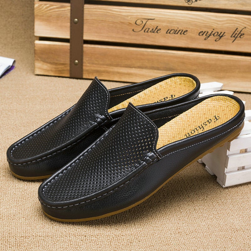 Men's Genuine Leather Flip Flops Slip-on Sandals - Image 3