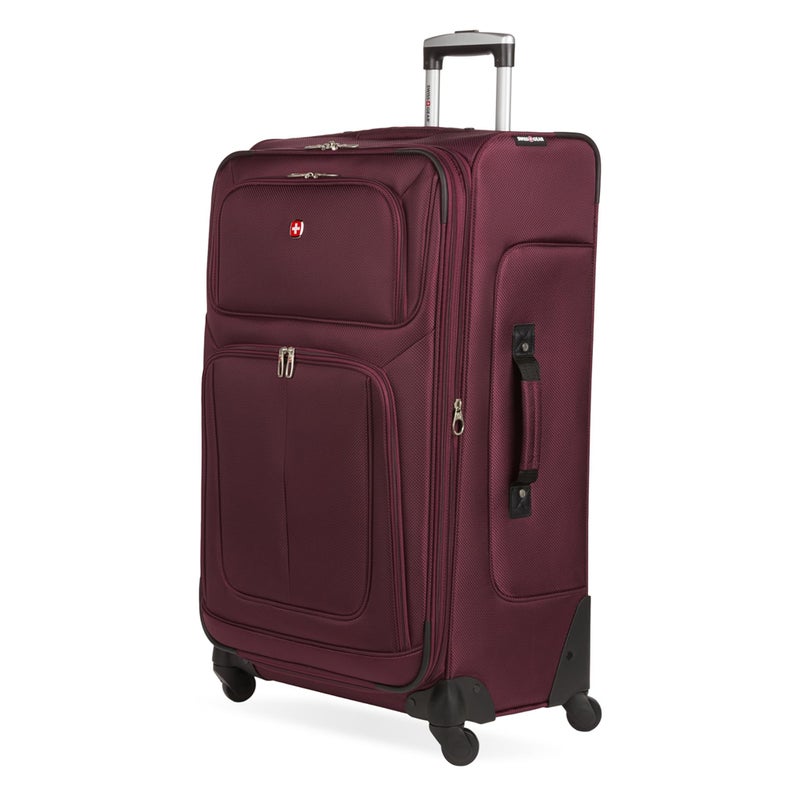 SwissGear Sion Softside Expandable Luggage, Merlot, Checked-Medium 25-Inch, Sion Softside Expandable Luggage - Image 1