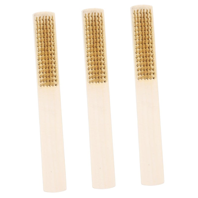 3 Wood Handle Copper Wire Brushes For Rust Removal And Cleaning Portable Metal Scrubbing Brush With Walnut Handle Multi Purpose Rust Cleaner Surface Preparation Tool - Image 2