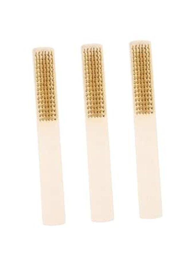 3 Wood Handle Copper Wire Brushes For Rust Removal And Cleaning Portable Metal Scrubbing Brush With Walnut Handle Multi Purpose Rust Cleaner Surface Preparation Tool - Image 1