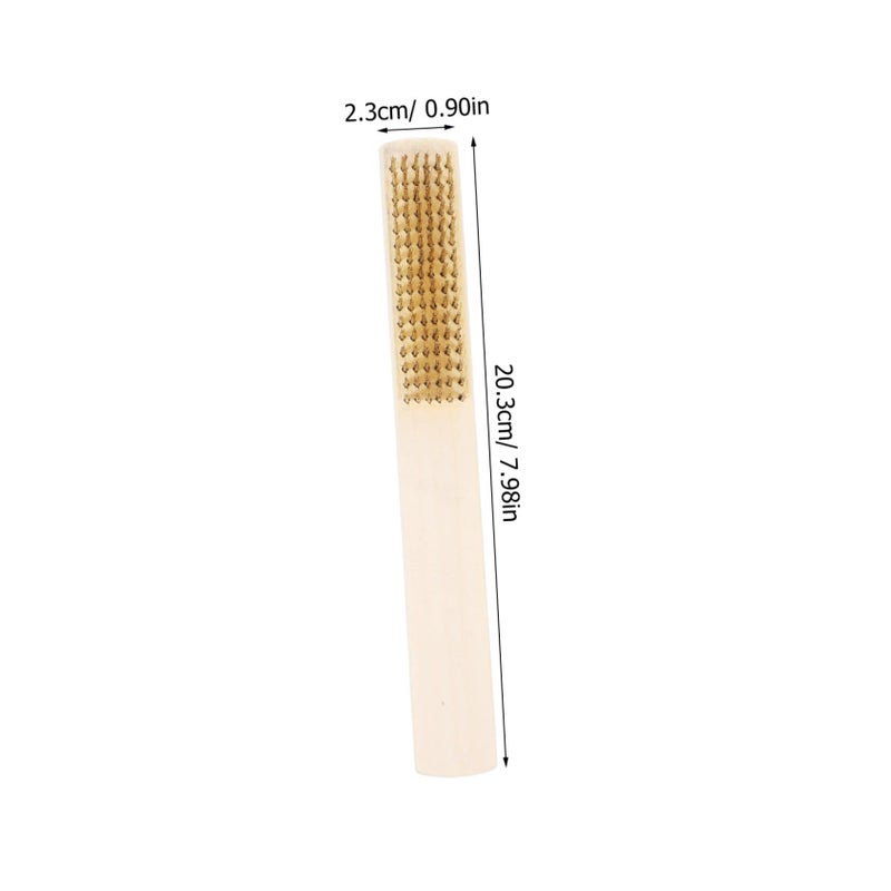 3 Wood Handle Copper Wire Brushes For Rust Removal And Cleaning Portable Metal Scrubbing Brush With Walnut Handle Multi Purpose Rust Cleaner Surface Preparation Tool - Image 3