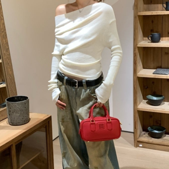 Color Top Students Various Wear Methods of the Year Love Wool Slimming Light Soft Skin-friendly Sweater Top Womens Autumn White - Image 1