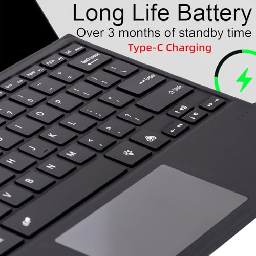 Zoof Type Cover for Microsoft Surface Pro 7+ / Pro 7/6 / 5/4 / 3, 12.3 inch, Ultra-Slim Wireless Bluetooth Tablet Keyboard with Multi Touchpad (Black) - Image 4