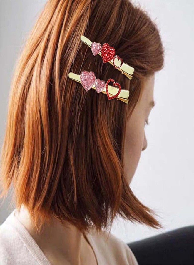 Soochat 4Pcs Valentine's Day Heart Hair Clips Rhinestone Heart Hairpins Red Heart Hair Barrettes for Women Girls Styling Hair Accessory Valentines Gift - Image 4