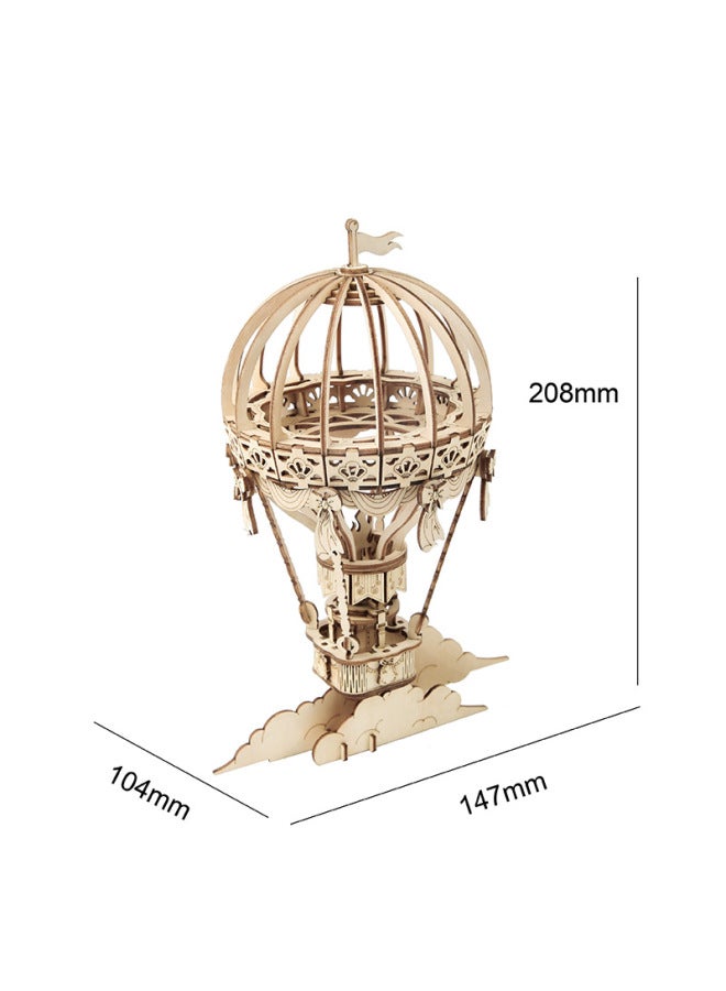 Ruoyi Polar Tone Dimension Electric Guitar Violin Boat Ferris Wheel Puzzle Wooden Diy Children's Educational Toys Gifts-Color:Cloud-Hot Air Balloon-TG406 - Image 1