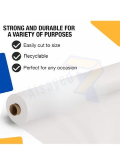 AlsayedP 60 Pcs Sufra Roll White Plastic Table Cover Roll 110 x 100cm Disposable Table Cloth for Picnic, Party, Banquet, Birthdays, Weddings (White 60pcs)  - Image 2