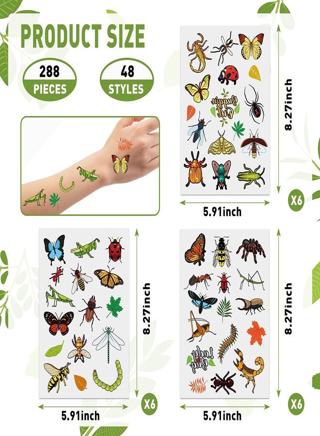 Maitys 288 Pcs Insect Tattoos Bug Temporary Tattoos Reptile Insect Bees, Spiders, Beetles, Butterflies, Arts and Crafts, Bug Party Favor Butterfly Birthday Party Supplies - Image 2