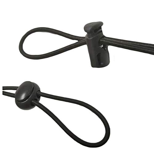 Joycoco 20pcs Plastic Cord Locks with 1/8-Inch 50ft Elastic Cord Heavy Stretch Round String, 10Pcs Sing-Hole, 10pcs Double-Hole Spring Toggle Stopper Slider Black (3mm-Black) - Image 4