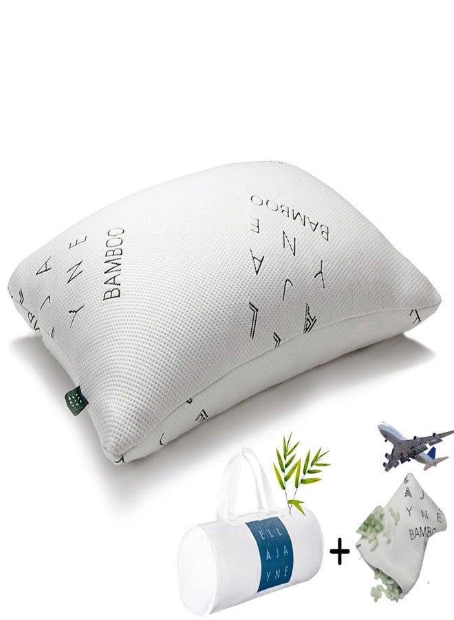 Ella Jayne - Luxury Viscose Bamboo Pillows, Adjustable Density with Carry Pouch & Mini Travel Pillow, Hypoallergenic Shredded Memory Foam, Viscose Cooling Pillow, 1 Pack - Queen Size - Image 1