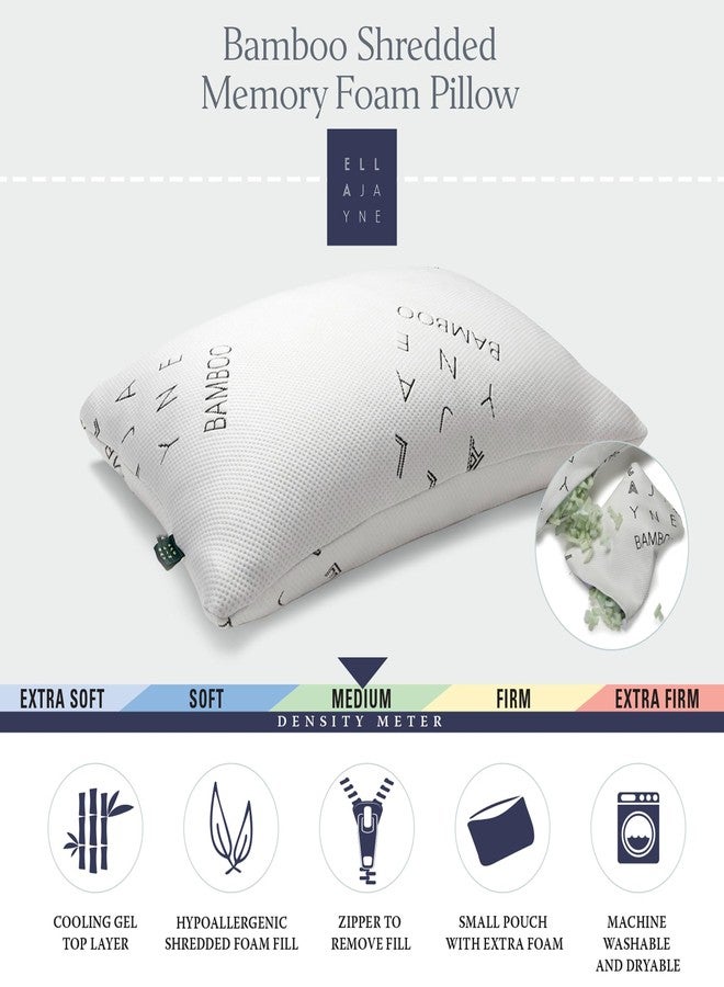 Ella Jayne - Luxury Viscose Bamboo Pillows, Adjustable Density with Carry Pouch & Mini Travel Pillow, Hypoallergenic Shredded Memory Foam, Viscose Cooling Pillow, 1 Pack - Queen Size - Image 2