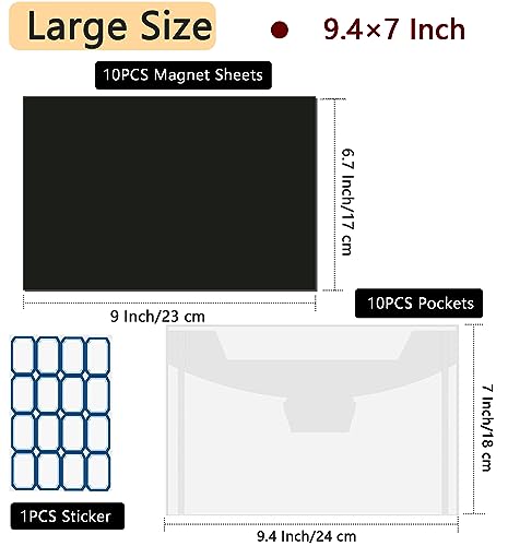 Unarty 20 PCS 9.4 x 7 Inch Large Die Cut Storage Envelopes with 0.7 mm Thick Magnetic Sheets for Die Storage, Clear Die Storage Pockets and Magnet - Image 4