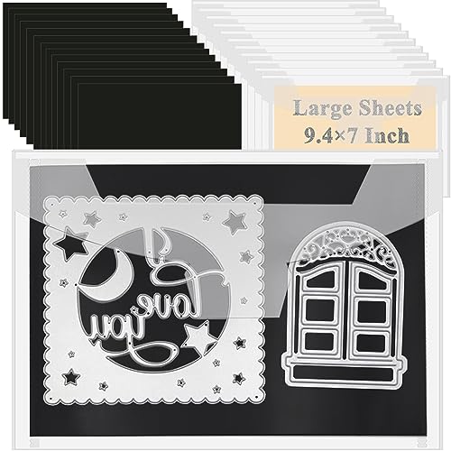 Unarty 20 PCS 9.4 x 7 Inch Large Die Cut Storage Envelopes with 0.7 mm Thick Magnetic Sheets for Die Storage, Clear Die Storage Pockets and Magnet - Image 1