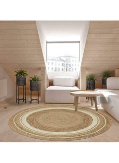 LINGWEI Handwoven Round Natural Jute Rug with White Border – Eco-Friendly, Durable & Stylish Boho Area Carpet for Living Room, Bedroom, Entryway, and Farmhouse Décor  - Image 3