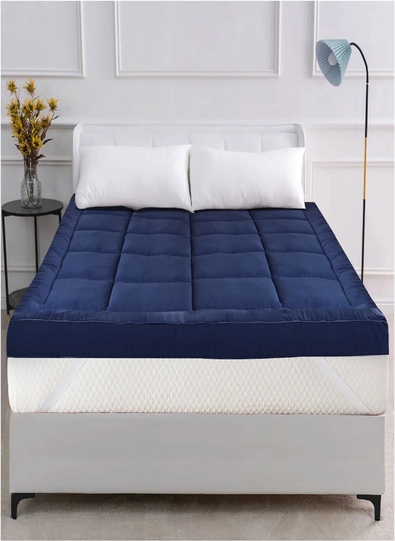 Blueberry Microfiber Quilted Mattress Topper With 4 Corner Elastic Straps 6cm Thick 100x200cm  - Image 1