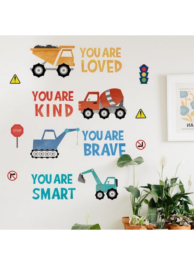 Runtoo Construction Wall Decals for Boys Bedroom Boho Inspirational Quotes Truck Vehicles Wall Stickers Toddler Kids Room Classroom Wall Decor - Image 1