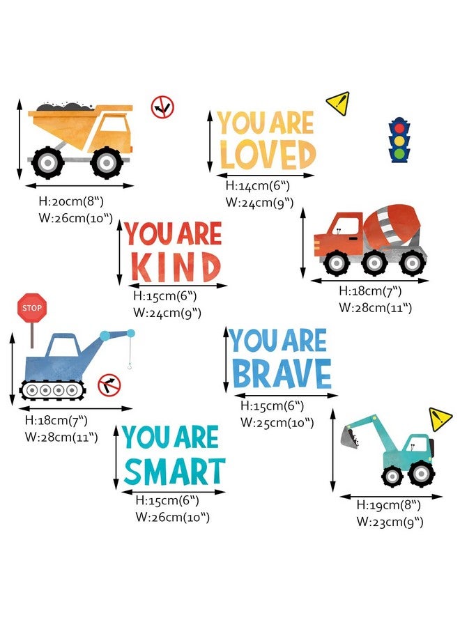 Runtoo Construction Wall Decals for Boys Bedroom Boho Inspirational Quotes Truck Vehicles Wall Stickers Toddler Kids Room Classroom Wall Decor - Image 4