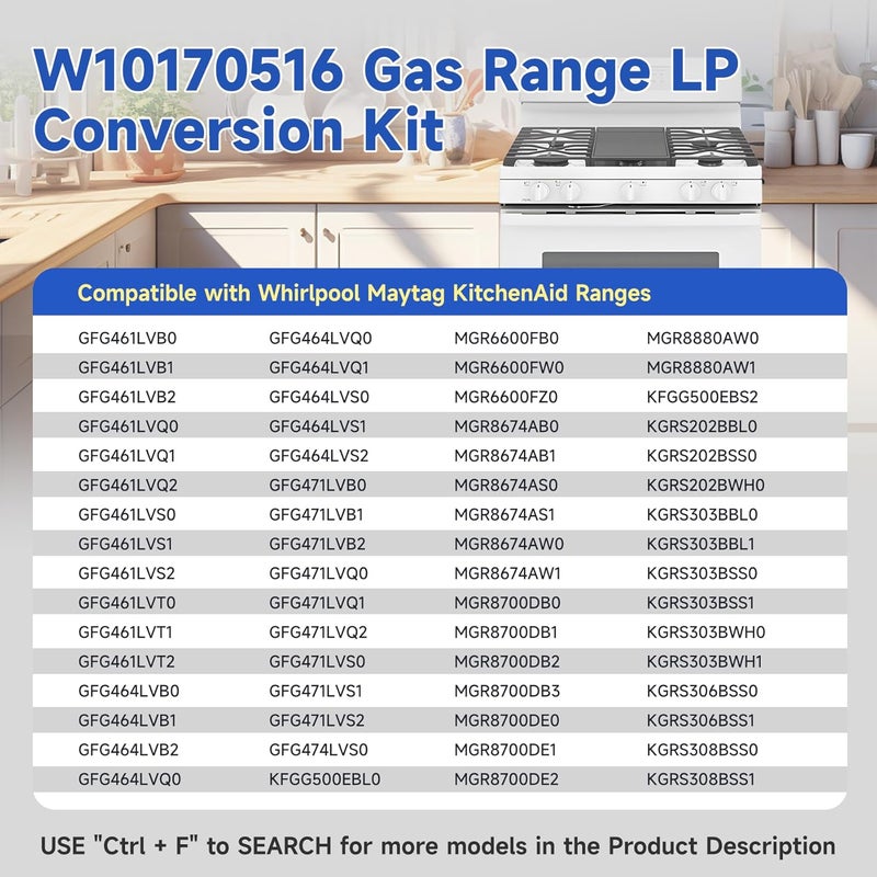 MTZUL WPW10170516 W10170516 LP Conversion Kit, Compatible with Whirlpool Maytag KitchenAid Gas Stoves, 5-Piece Orifice Spud Set for Converting Gas Ranges from Natural Gas to Propane, Replaces AP6016210 - Image 5