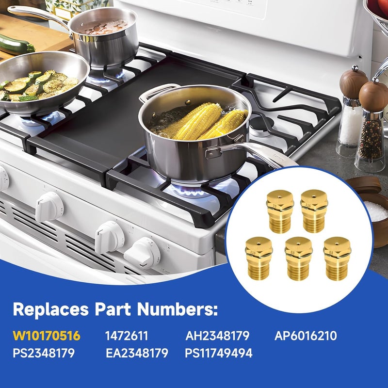 MTZUL WPW10170516 W10170516 LP Conversion Kit, Compatible with Whirlpool Maytag KitchenAid Gas Stoves, 5-Piece Orifice Spud Set for Converting Gas Ranges from Natural Gas to Propane, Replaces AP6016210 - Image 4