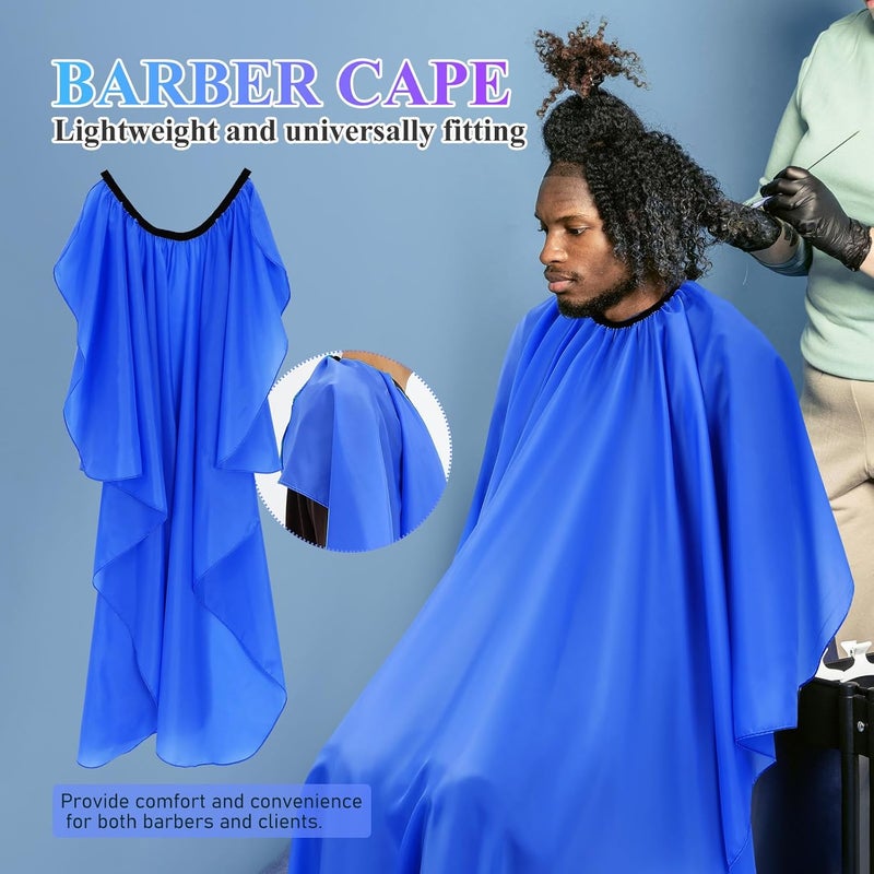 Professional Barber Cape Hair Cutting Cape Large Blue Elastic Neckline Salon Supply for Hairdressers and Barbers - Image 3